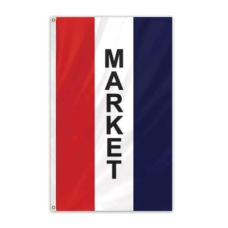 Market Message Flag 3'x5' Vertical Flag